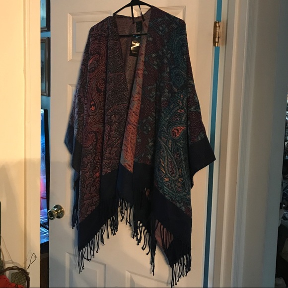 COPY - MixIt JCP multi paisley one size poncho - Picture 3 of 8